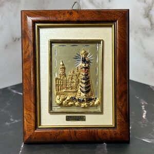 Riccordo Di Loreto Italian Gilt Relief Framed Art | Loreto Souvenir | Gold Foil